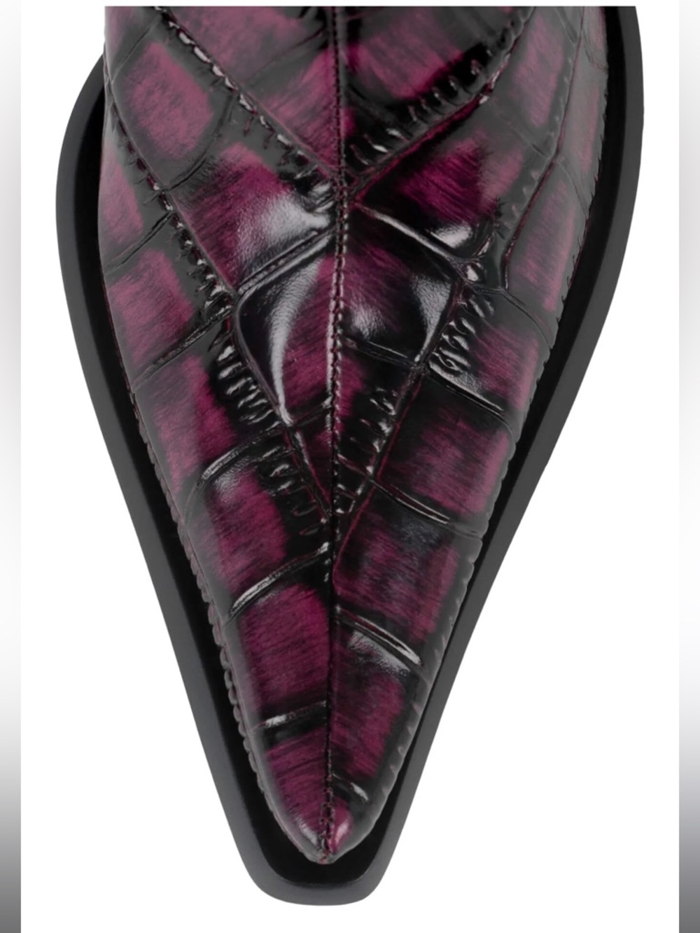 Jeffrey Campbell STUNNA Lace-Up Knee Boot in Raspberry Black Croco - Picture 5 of 5